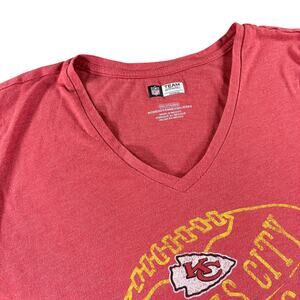 NFL Team Apparel Kansas City Chiefs Short Sleeve V Neck Shirt Women's Sz 2XL